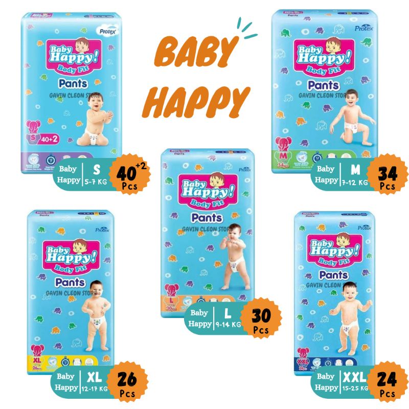 Baby Happy Body Pants Size S M L XL XXL -Popok Baby Happy - Popok Tipe Celana