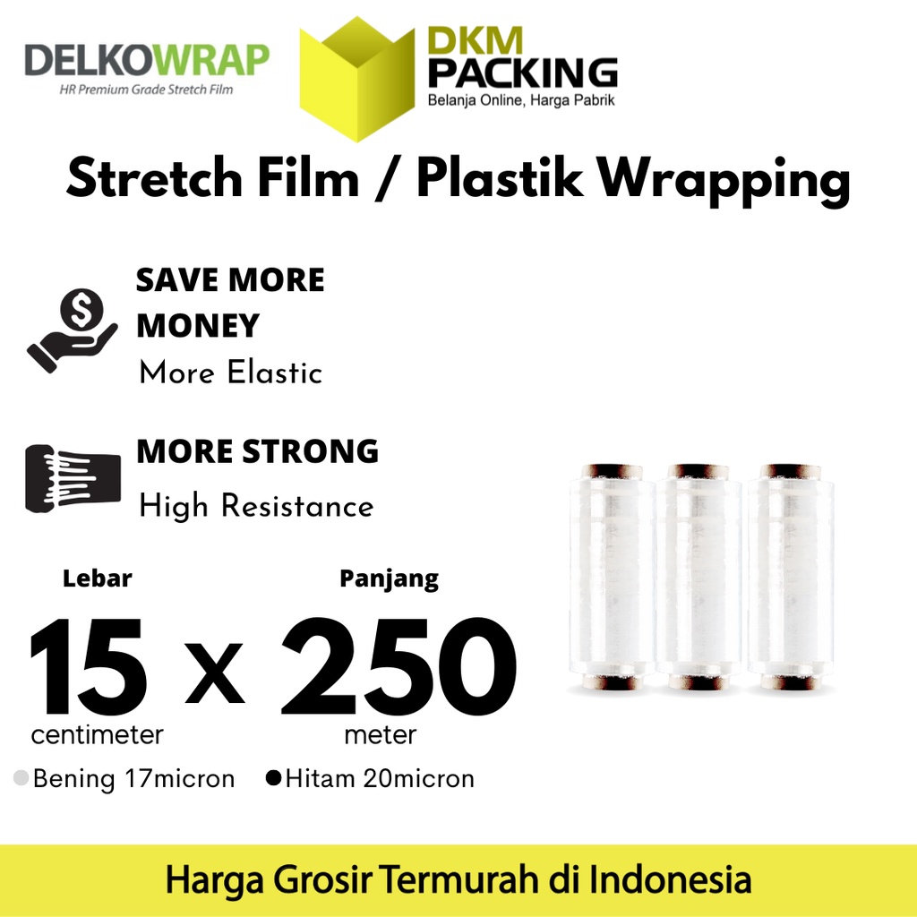 

Plastik Wrapping Stretch Film 15cm x 250m BENING DELKOWRAP TERMURAH / SATUAN