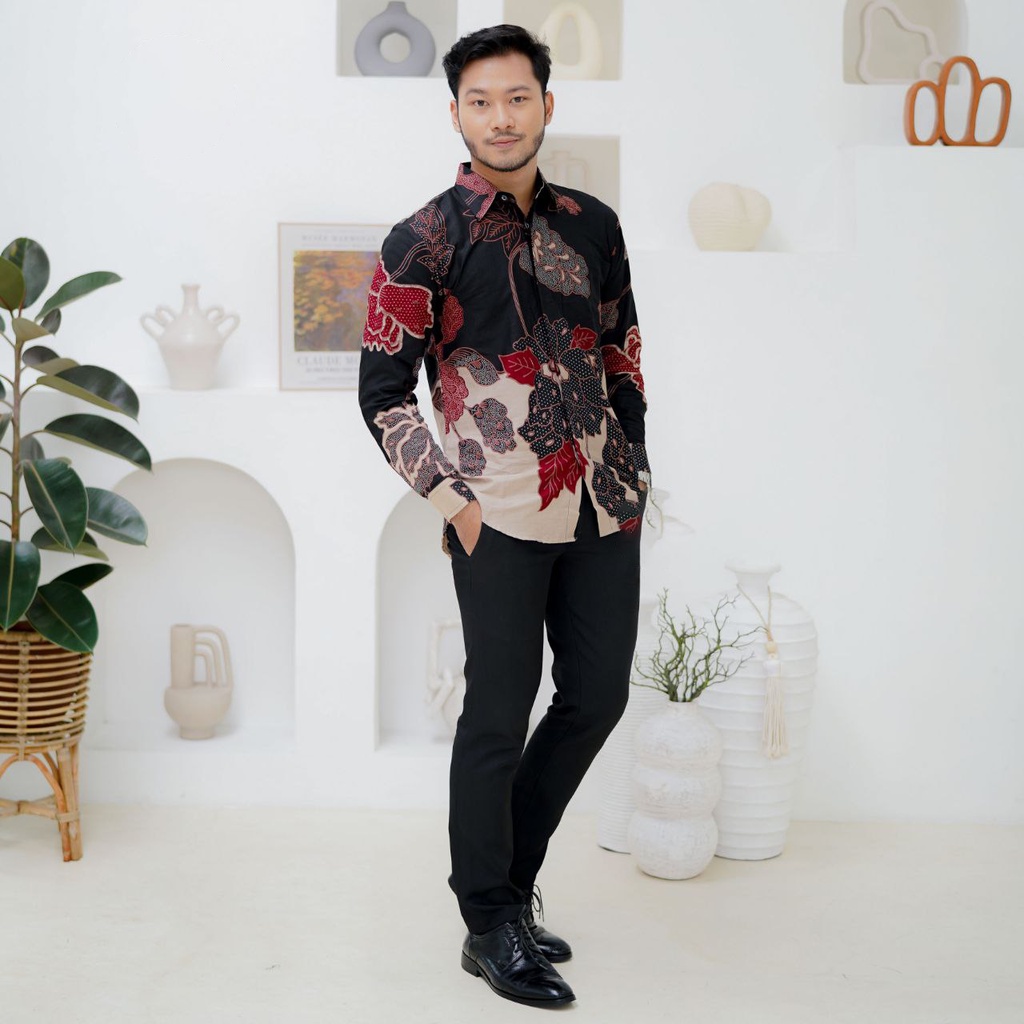 KEMEJA BATIK PRIA LENGAN PANJANG SIZE M L XL XXL