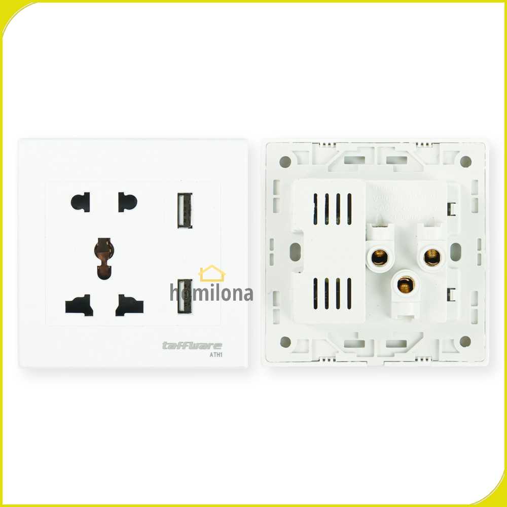 Taffware Stop Kontak Universal UK EU US &amp; 2 USB Port - ATH1