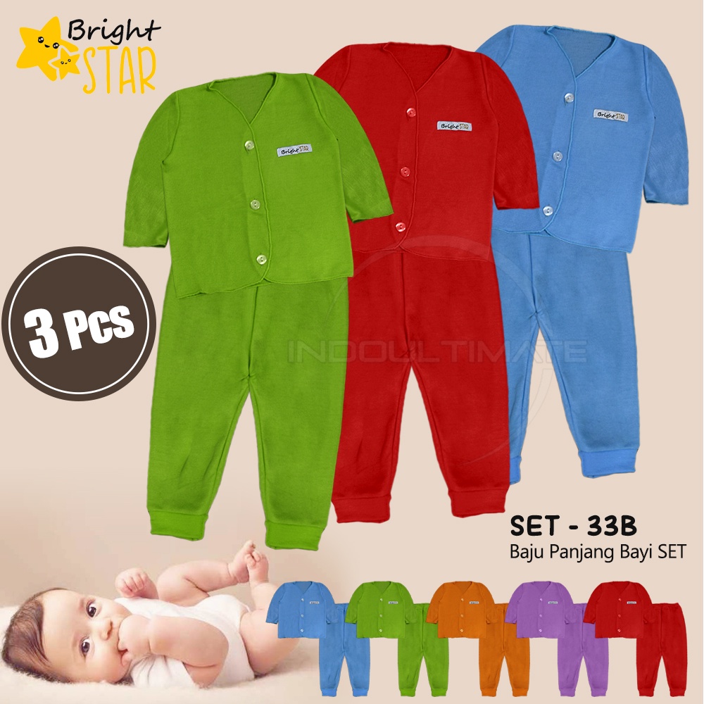 3in1 Setelan Baju Bayi BRIGHT STAR SET-33-A SET-33-B Setelan Lengan Panjang + Celana Panjang Bayi SET-32-A SET-32-B Setelan Baju Bayi Lengan Pendek + Celana Pendek Bayi Baju Bayi SET-31A SET-31B Baju Harian Bayi Atasan Kaos Bayi