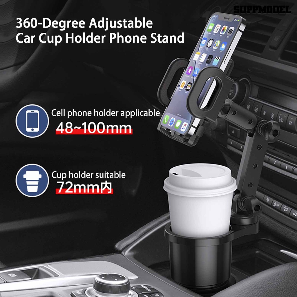 [Dekorasi] Holder Telepon Mobil Stabilitas Tinggi Dapat Diputar Kapasitas Beban Kuat Anti Gores Anti-Geser Yang Dapat Dilepas Operasi Satu Tangan 2-in-1 Car Cup Phone Holder Car Supplies