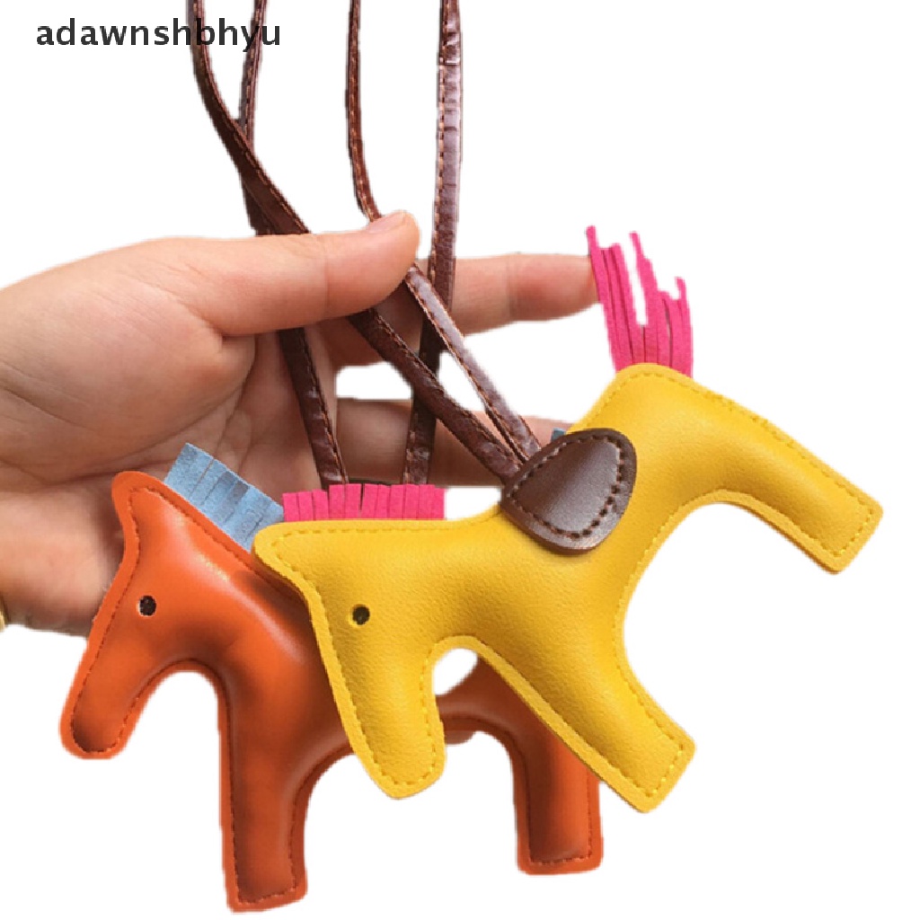 Adawnshbhyu Handmade Kulit PU Keyrings Horse Gantungan Kunci Mobil Tas Pesona Liontin Aksesoris ID