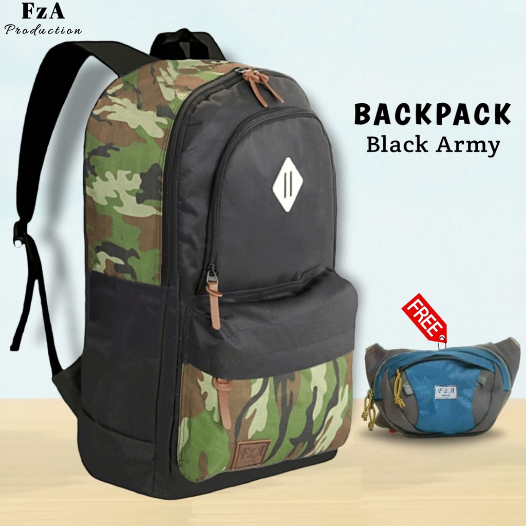 Tas Ransel Punggung Distro Casual Pria Wanita / Tas Ransel Laptop Original FzA FREE Tas Slempang Sporty