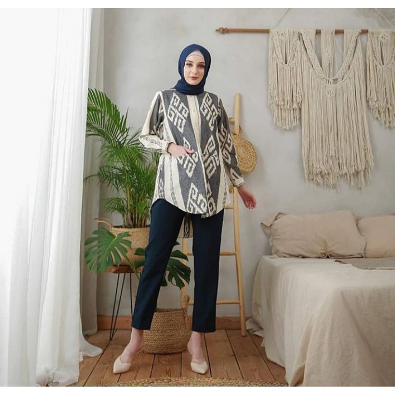 Blouse wanita Tenun tradisional baju batik tenun wanita Dress Tenun Motif