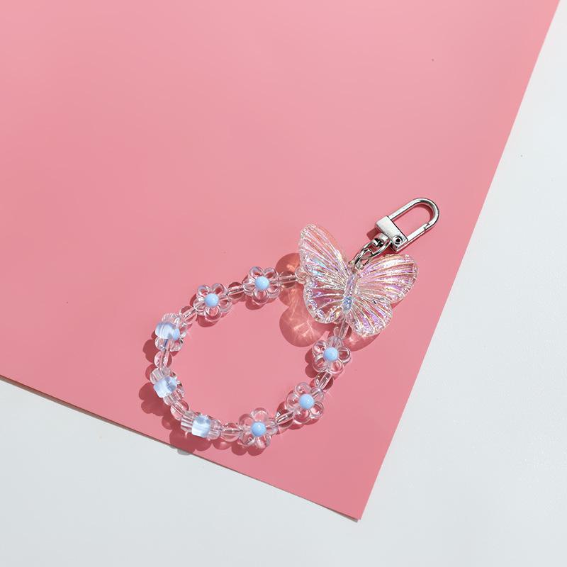Transparan Kupu-Kupu Bunga Kecil Liontin Ponsel Lanyard DIY Perhiasan Gantungan Kunci Pesona Tas Aksesoris