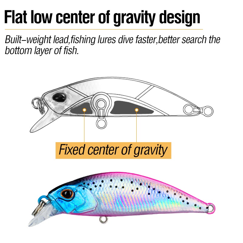1pcs 20warna 4.5cm /5g Plastik Laser Troli Memancing Umpan Lure SwimBait Lure 3D Mata Keras Tenggelam Ikan Kecil Lure Dengan 2kait Treble