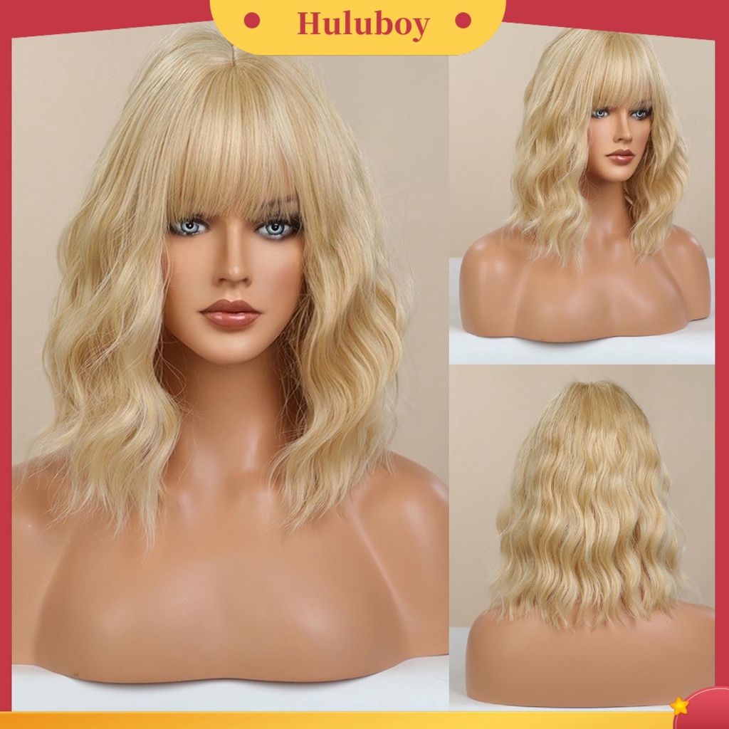 3 Pcs / Set Wig Rambut Pendek Gelombang Alami Lembut Desain Ergonomis Untuk Wanita