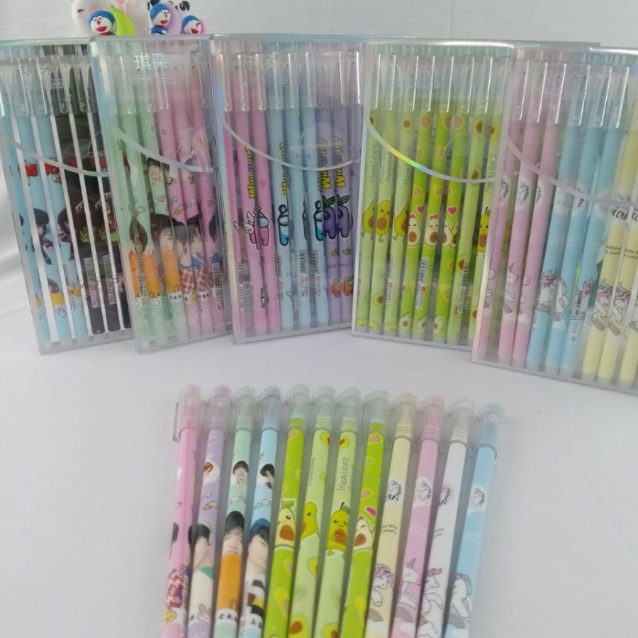 (JY)(12pcs) New Pen bisa hapus / Pen gel hapus/ tanpa harus memakai tip x