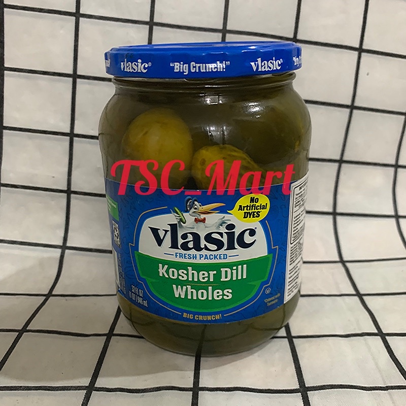 

Vlasic Kosher Dill Whole Pickle Acar Timun Kecil Ketimun USA 948ml / Vlasic / Sweet / Gherkin / Kosher / Dill / Baby / Wholes