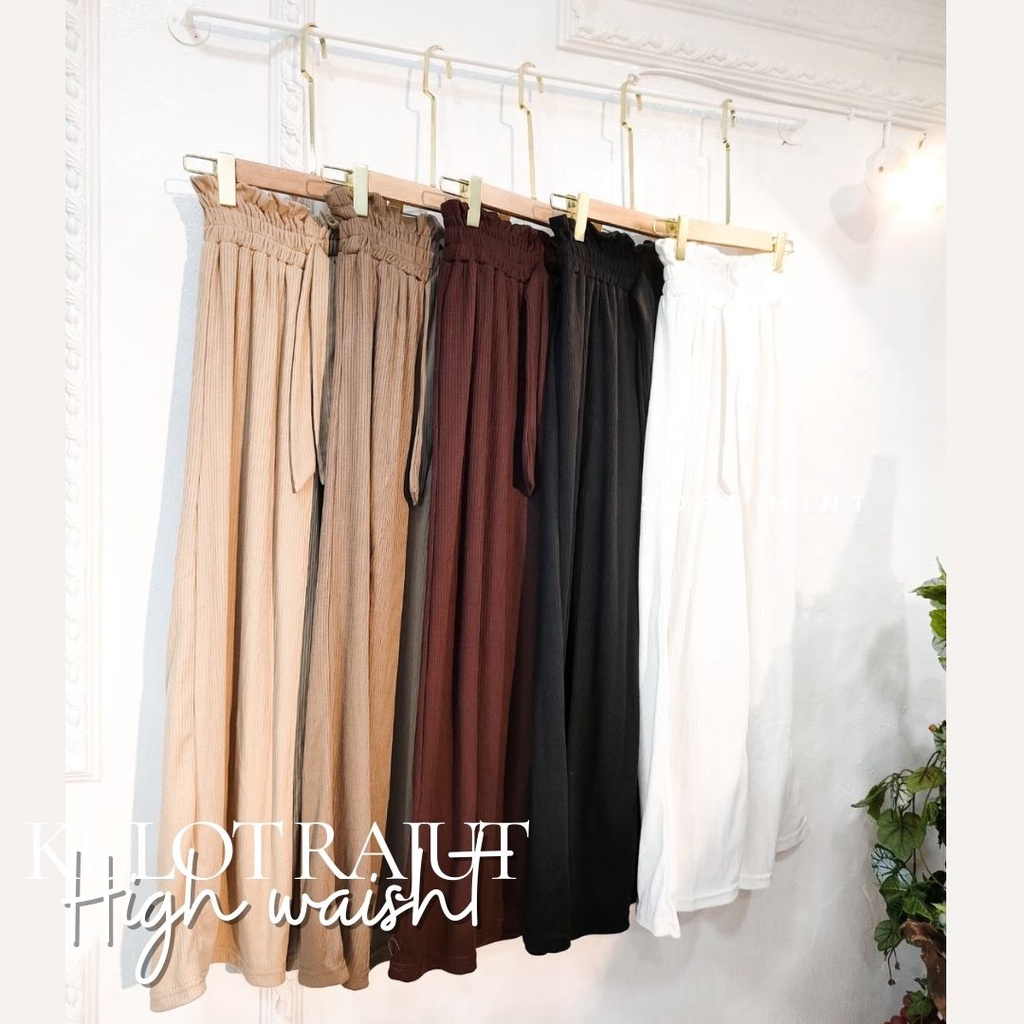 Kulot Knit Highwaist Rib | Celana kulot knit pants premium highwaist | Celana panjang wanita