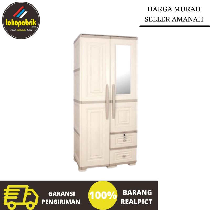 OTC Modern 2 Pintu Lemari Pakaian Olymplast Murah Subang Bandung Tasikmalaya Garut Cianjur Cimahi Su