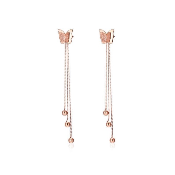 Anting Kupu-Kupu Rose Gold Wanita fashion Harian Terbaru Anti Karat Dan Luntur