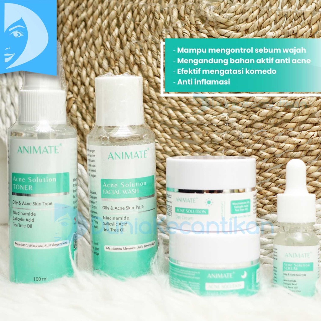 Animate Acne Solution Series 5in1 Paket Wajah Berjerawat Skincare Paket Acne Animate Original BPOM Paket jerawat