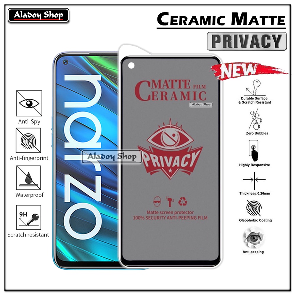 Tempered Glass Anti SPY Realme Narzo 20 Pro Anti Gores Privacy + Tempered Glass kamera dan Skin Carbon