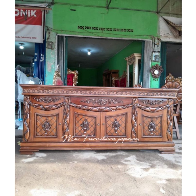 bufet kayu jati, bufet tv kayu jati, bufet tv selendang kayu jati, bufet selendang kayu jati