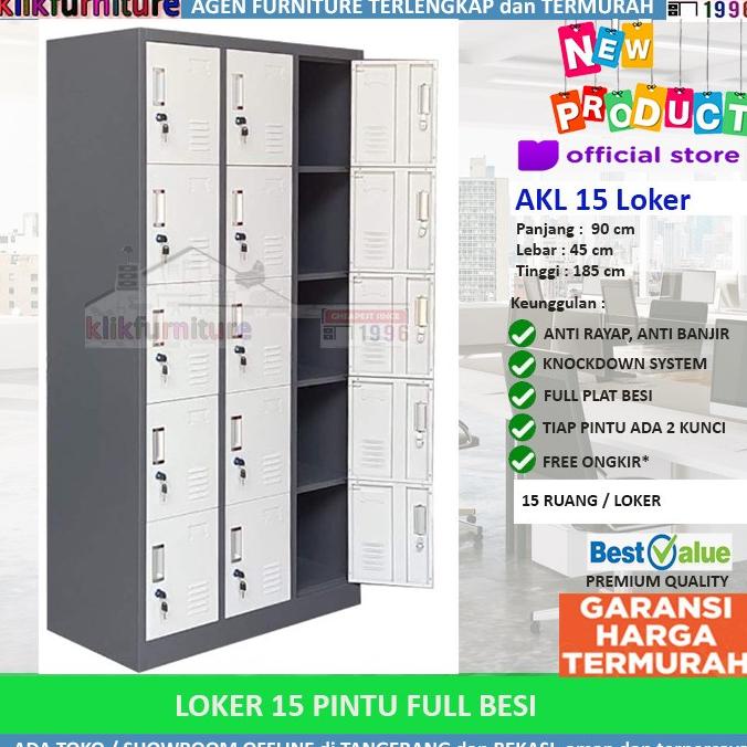 

PROMO Lemari Loker Locker Cabinet 15 Pintu Full Besi AKL15