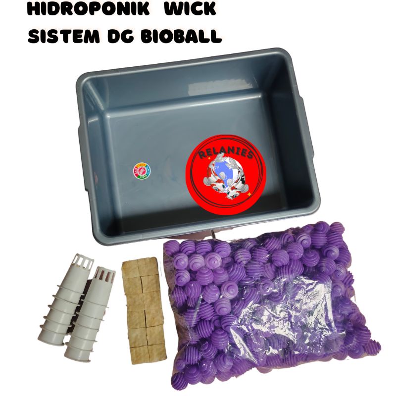 HIDROPONIK SET SYSTEM WICK HIDROPONIK DENGAN BIOBALL RUMAH BAKTERI TANAMAN HIDROPONIK