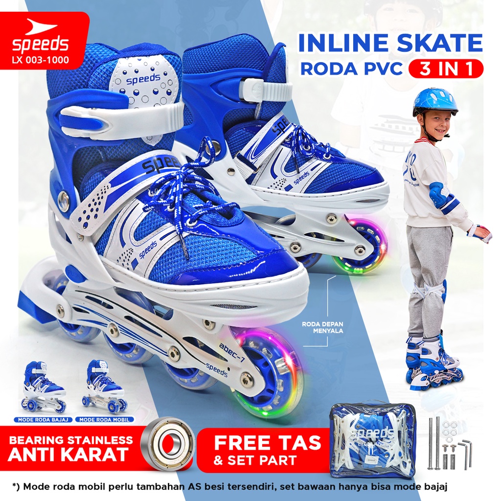 SPEEDS Sepatu Roda Anak / Remaja / Dewasa Inline Roller Skate Roda Karet Roller Skate 003-1000