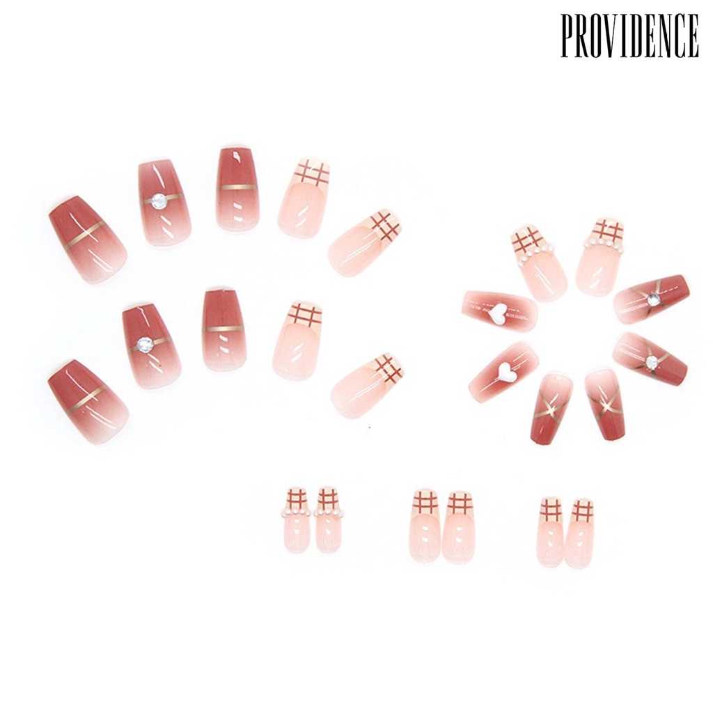 Providence 24Pcs Buatan Kuku Mutiara Imitasi Mudah Dihapus Tidak Berbahaya Untuk Kuku Dekorasi Tahan Lama Nail-Art Reusable Press on Detachable Fake Nails Nail Salon Aksesori