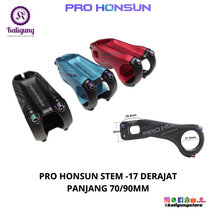 PRO HONSUN Stem Oversize minus 17 derajat Sepeda MTB RB - Stem Stang Sepeda Gunung XC AM