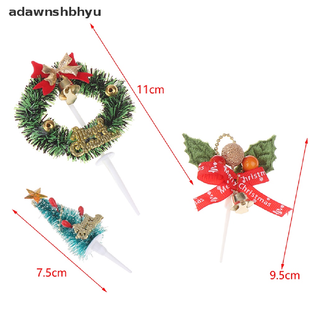 Adawnshbhyu 5Pcs Christmas Fruit Fork Leaf Xms Dekorasi Pohon Kue Plugin Party Decor ID