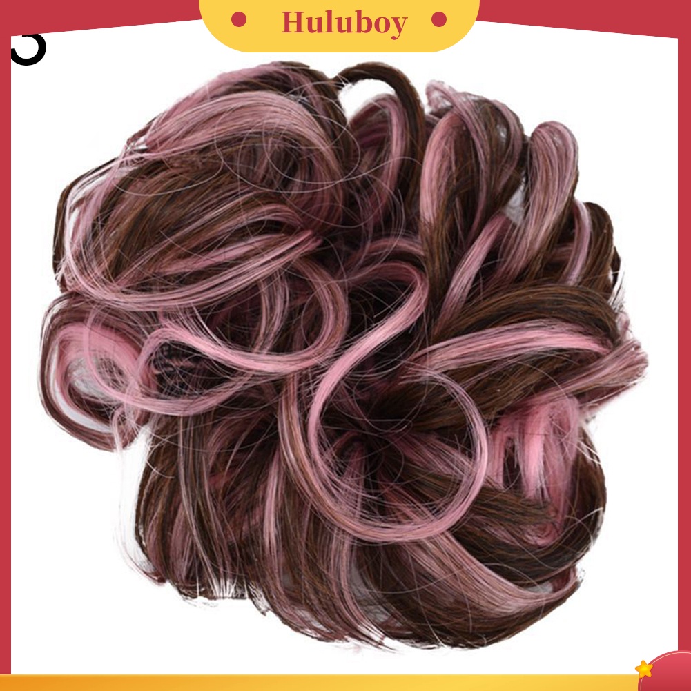 Wig Rambut Ekstensi Model Keriting Gelombang Messy Donut Chignons Untuk Wanita