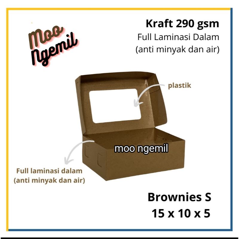 

BOX BROWNIES 15x10x5 LAMINASI. KOTAK SNACK, KARDUS KOTAK BROWNIES