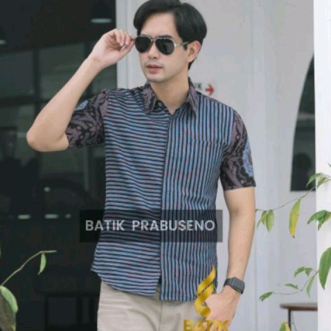 Janajinantra Lengan Pendek Slimfit Original Baju Batik Prabuseno Kemeja Pria Bahan Katun Printing Ha