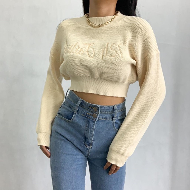 [LUXE.DLABEL] - E79 TOP [ Atasan Rajut Wanita Atasan Rajut Import wanita Atasan lengan panjang rajut Kaos wanita Vest wanita Atasan Wanita Atasan Halter tank Korea wanita Korean top Croptop Croptee Atasan perempuan Top premium quality]