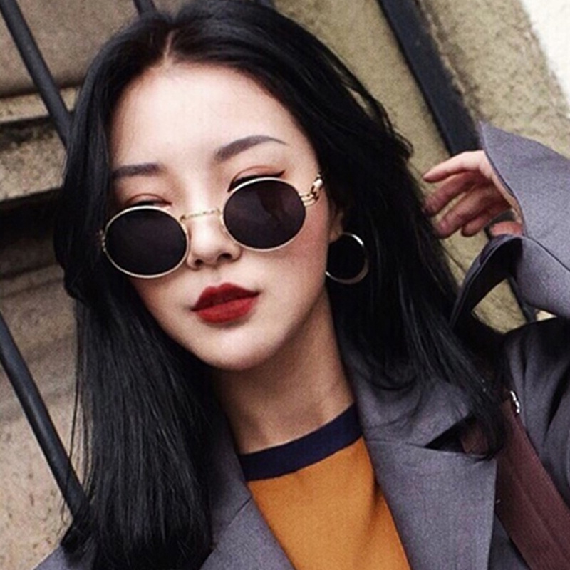 (YUZHU) Kacamata Hitam Bingkai Logam Mode Vintage Punk Fashion Colorful Sunshade Sunglasses