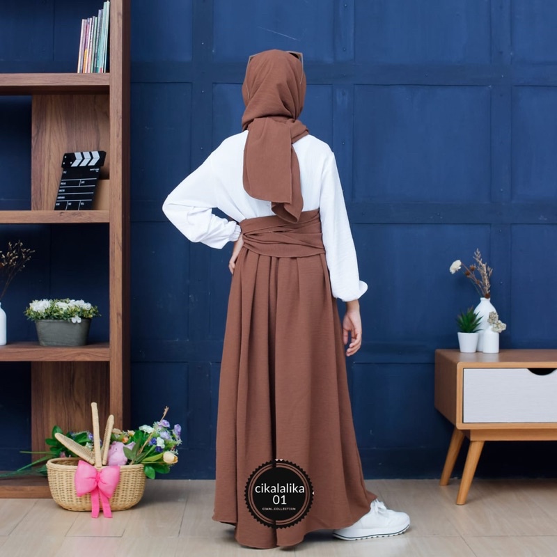 set gamis anak LESTY POLOS KRINGKEL pasmina