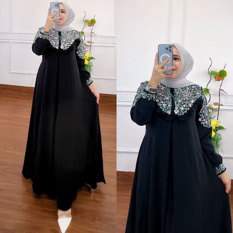 AYUNDA JAYA // GAMIS BORDIR AQILA TERBARU // DRESS PESTA KONDANGAN // GAMIS KERINGKEL BORDIR PREMIUM