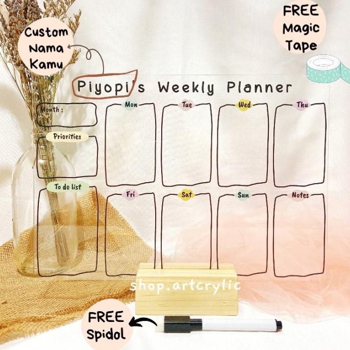 

CUSTOM ACRYLIC WEEKLY PLANNER / TO DO LIST / MONTHLY PLANNER