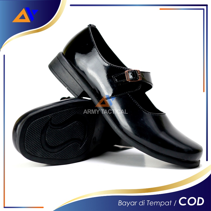 Sepatu Wanita Moxxer Pantofel Paskibra Heels Pantopel Formal Cewek Sekolah Hitam Doff Oxford