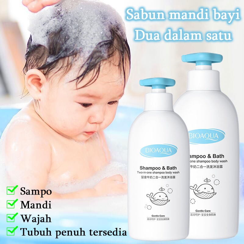 Sabun mandi bayi Sabun mandi cair Sabun pemutih badan Sampo anti ketombe Sampo bayi Anti-dandruff shampoo 500ml Botol untuk penggunaan ganda, bisa keramas dan mandi dan tidak menyebabkan iritasi