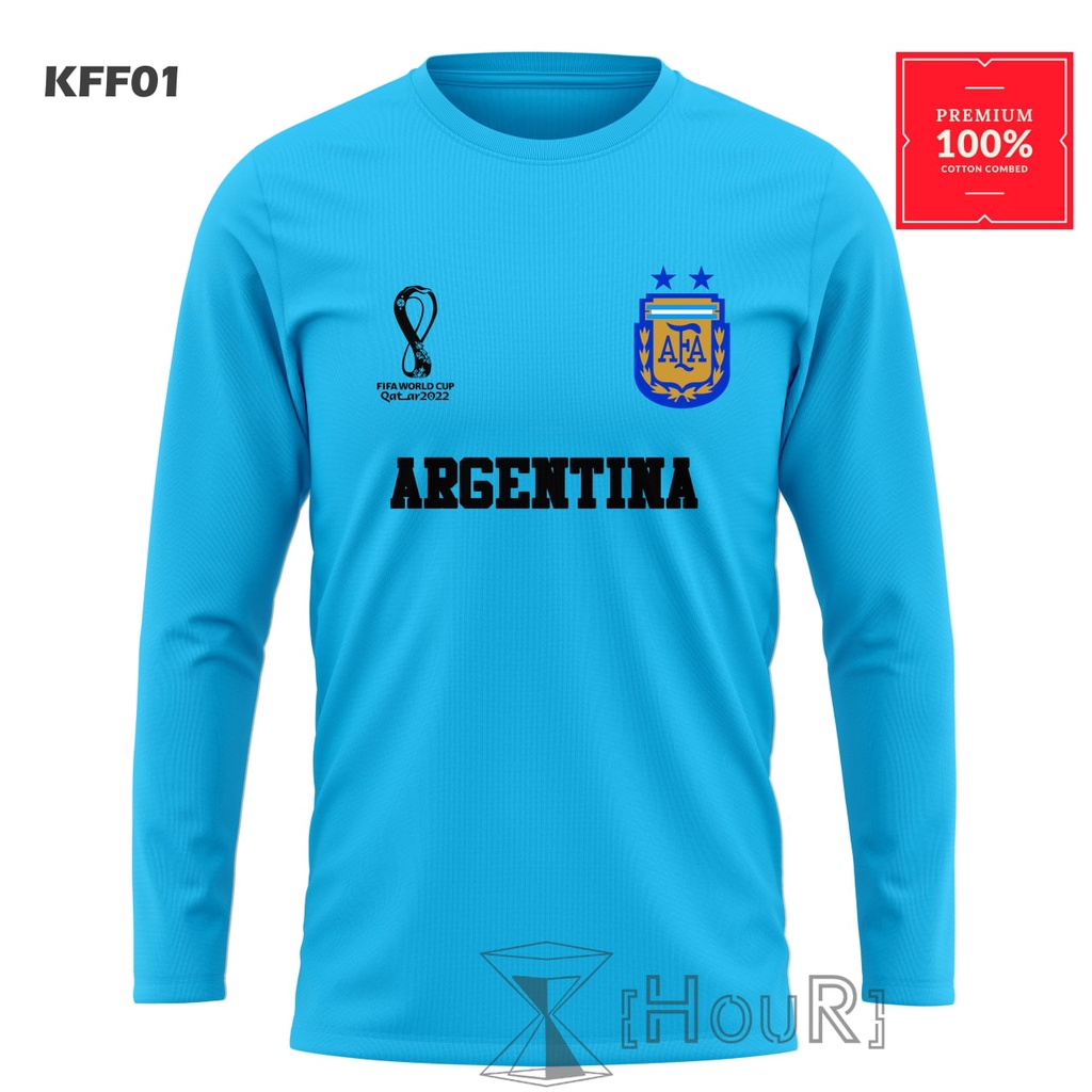 Tshirt Bola Argentina BAJU PIALA DUNIA TIM NASIONAL ARGENTINA Lengan Panjang All Size