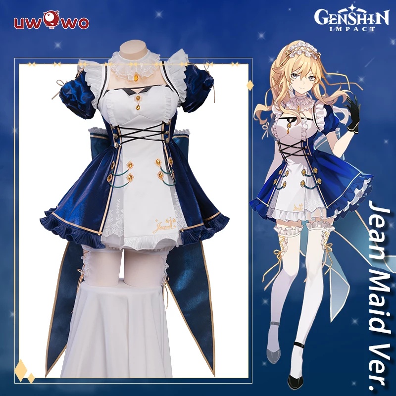 Game Genshin Impact Fanart Jean Maid Cosplay Costume Exclusive Jean Maid Cosplay Dress Outfit For Girls