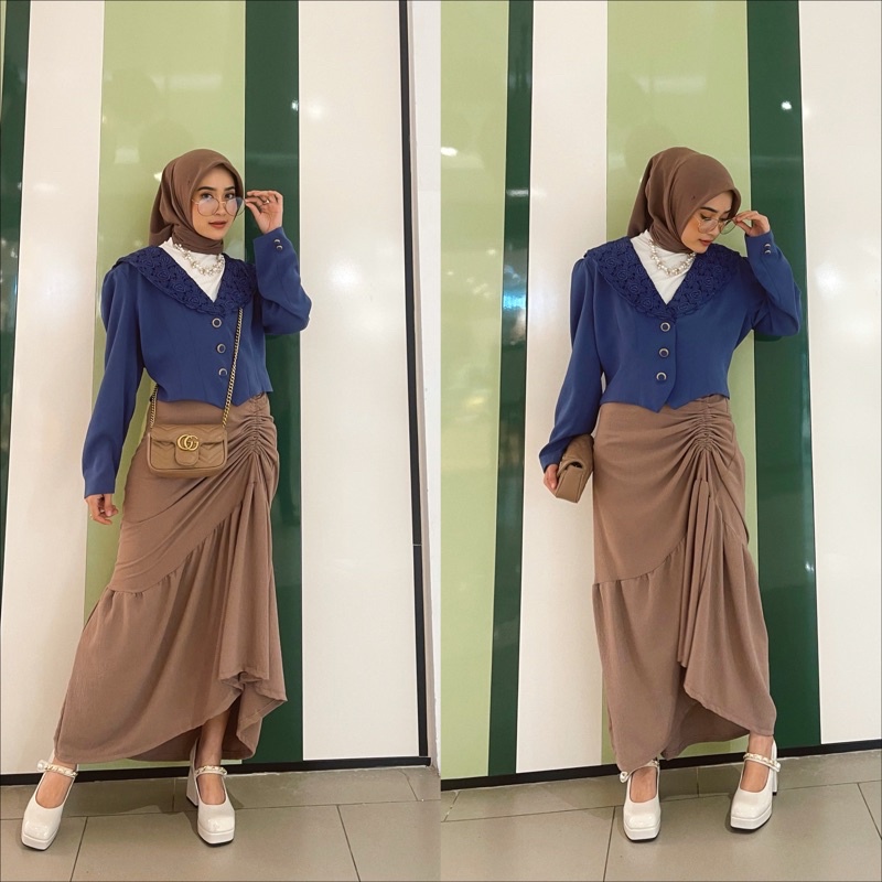 Rok serut cringkle flowy | rok causual | rok korean style | syahraa skirt