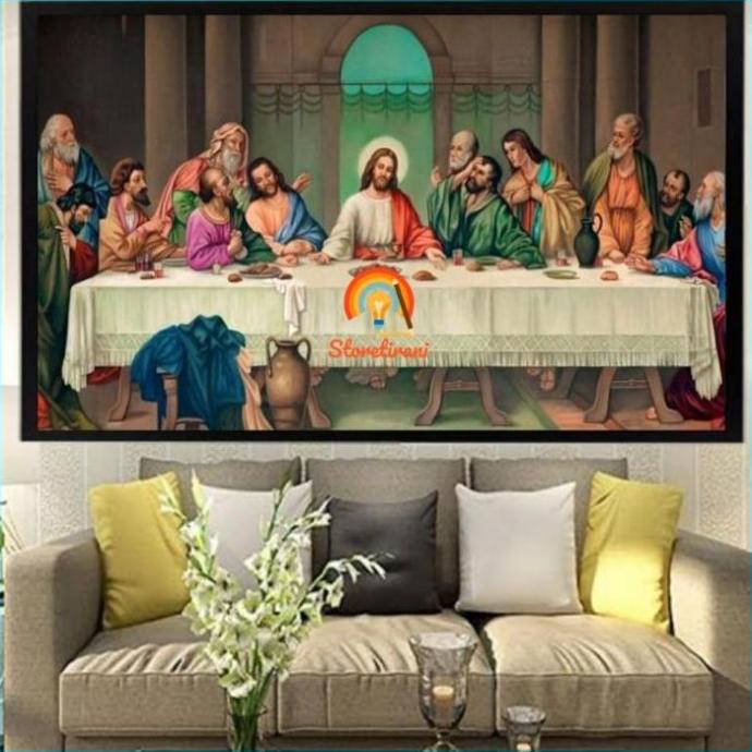 Poster Cetak Hiasan Dinding Jumbo Gambar Perjamuan Kudus Tuhan Yesus Jahidahanin