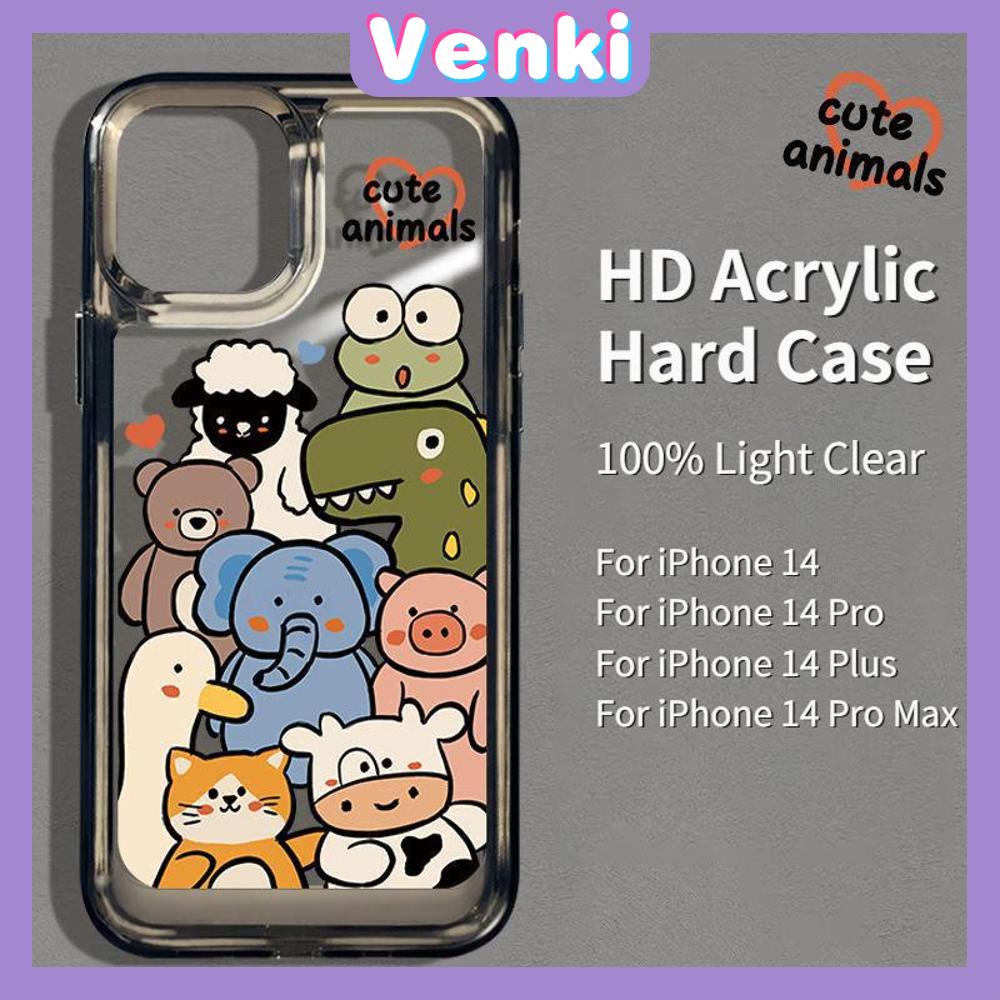 iPhone Case High Quality HD Transparent Acrylic Hard Case Cute Animals Metal Button Camera Protection Shockproof Compatible For iPhone 14 13 12 11 Pro Pro Max 7 8 Plus XR