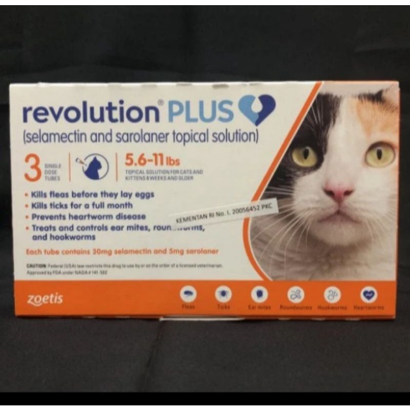 revolution cat plus 5.6-11 lbs 1 tube revolution cat adult obat kutu kucing