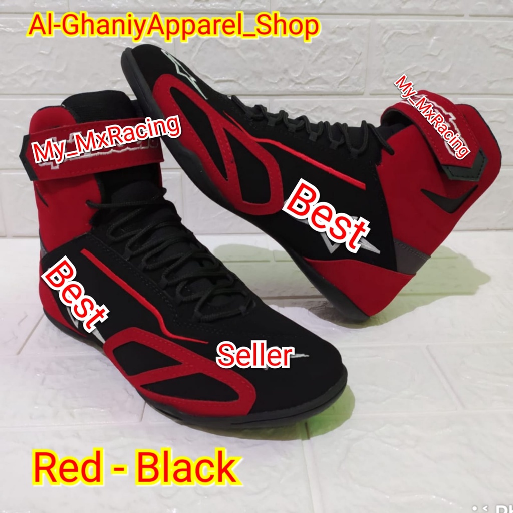 Sepatu Drag  Sepatu Race Motor TERLARIS for Touring Rally Slalom Kualitas Premium Hitam MERAH TERLARIS