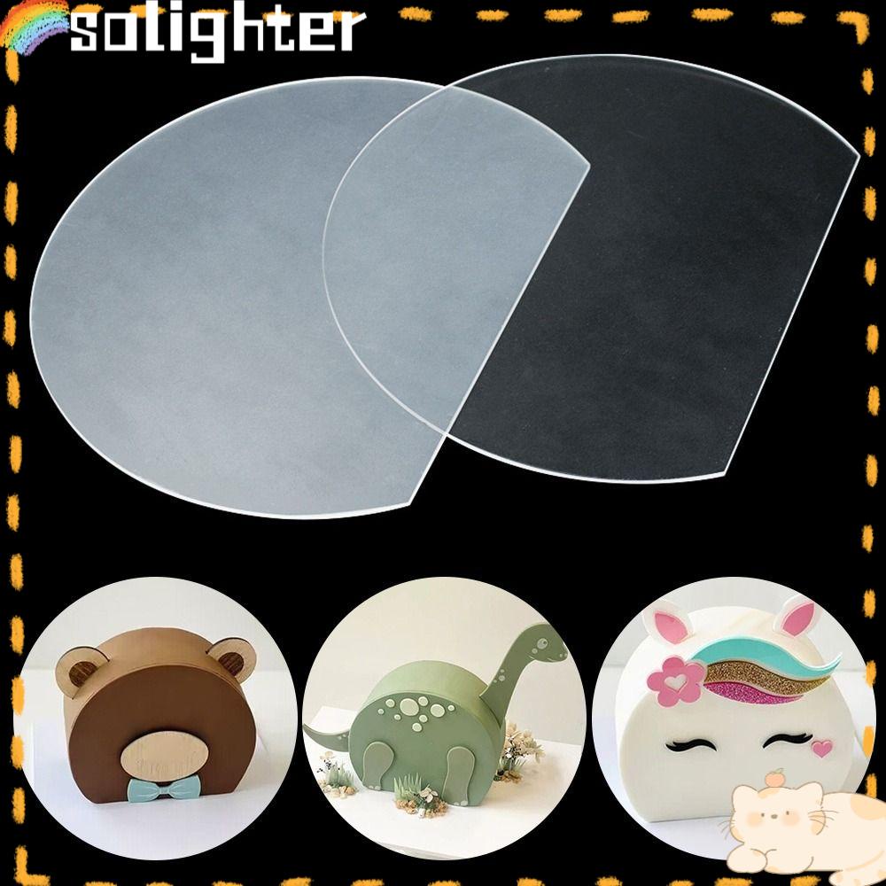 Solighter 2 Pcs Scraper Kue Set Rumah Dapur Hiasan Kue Pastry Cutter Gigi Gergaji Transparan Bening Akrilik