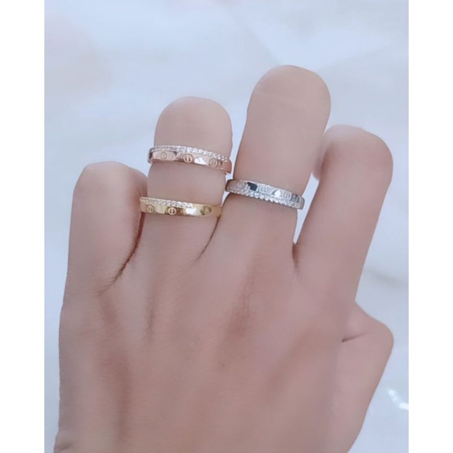 cincin model listring carti*r mp/perak asli silver 925 lapis emas/perhiasan fashion wanita terbaru