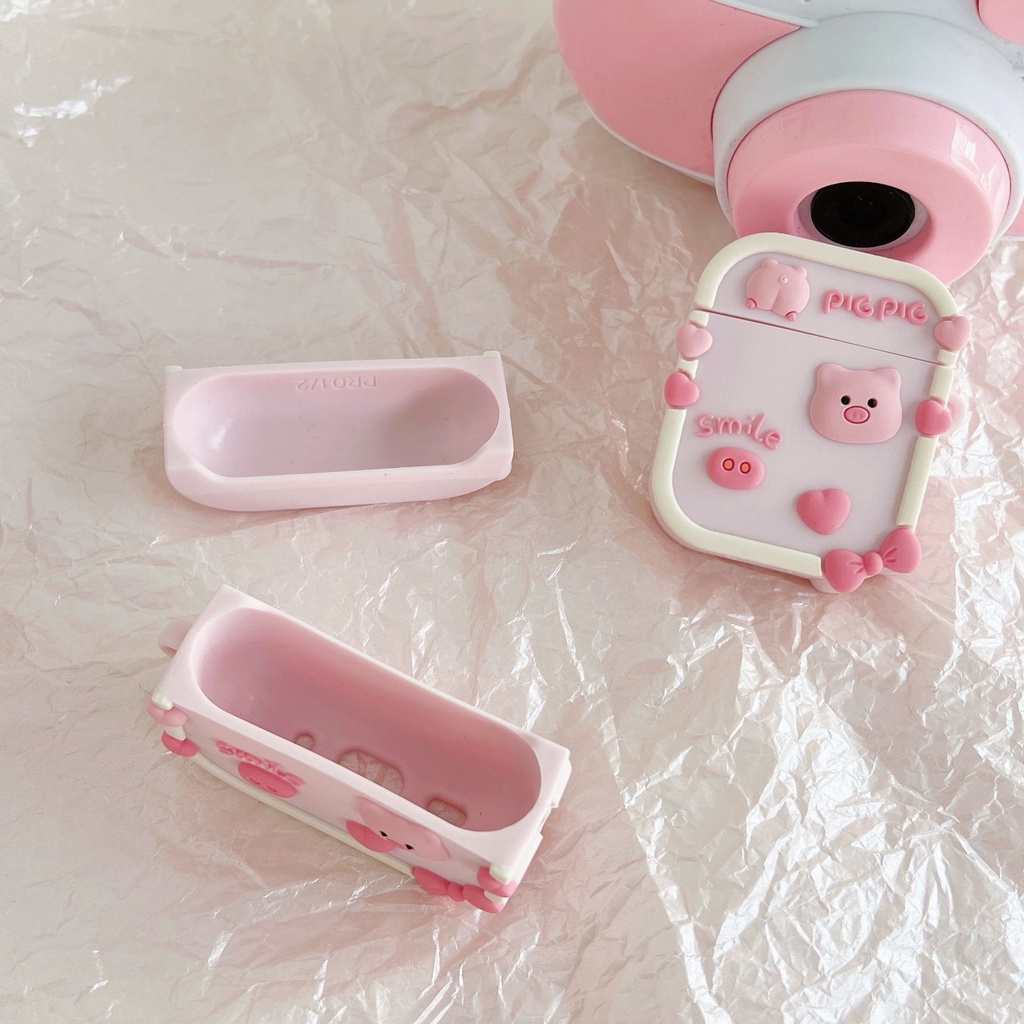 INPODS 3d Pink Pig Persegi Berbentuk Kartun Lucu Bluetooth Earphone Case Cover Untuk Airpods1 2 3 Pro Airpods3 I12 i13 Inpods12 13 Pro