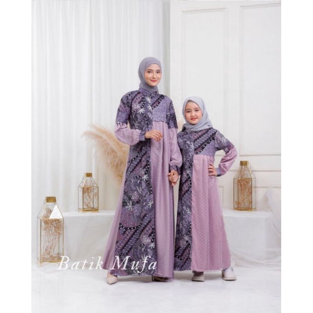 COUPLE KELUARGA GAMIS AYRA GOWN WARNA SAGE / BROWNIE / MAUVE | GAMIS LEBARAN