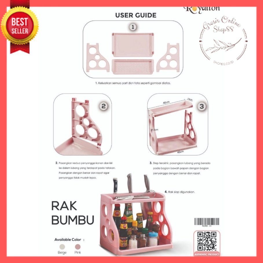 GOS -C304- Rak Bumbu Dapur 2 Susun Minimalis