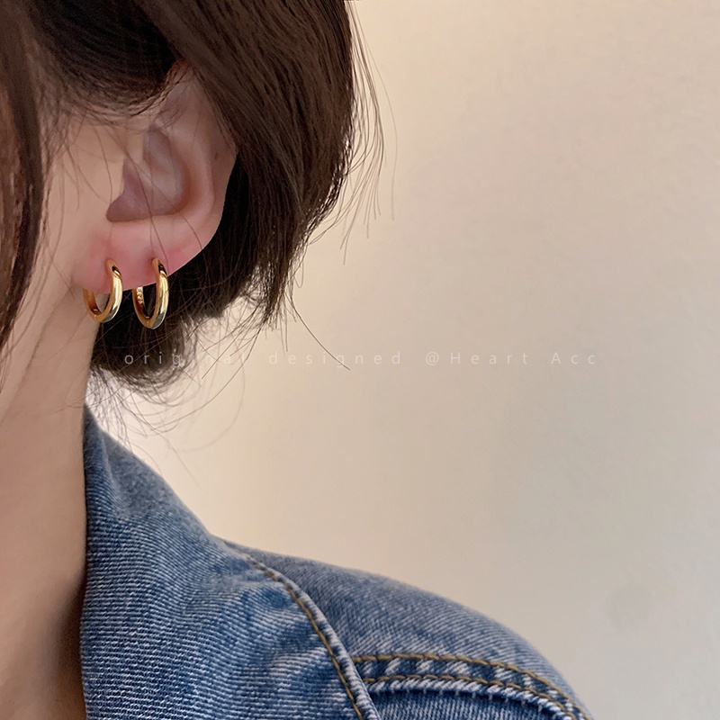 AY(CN) Fashion Lingkaran Besar Tindik Anting Tindik Anting Hoop Earrings Emas Perak Cincin Telinga Wanita Perhiasan Aksesoris