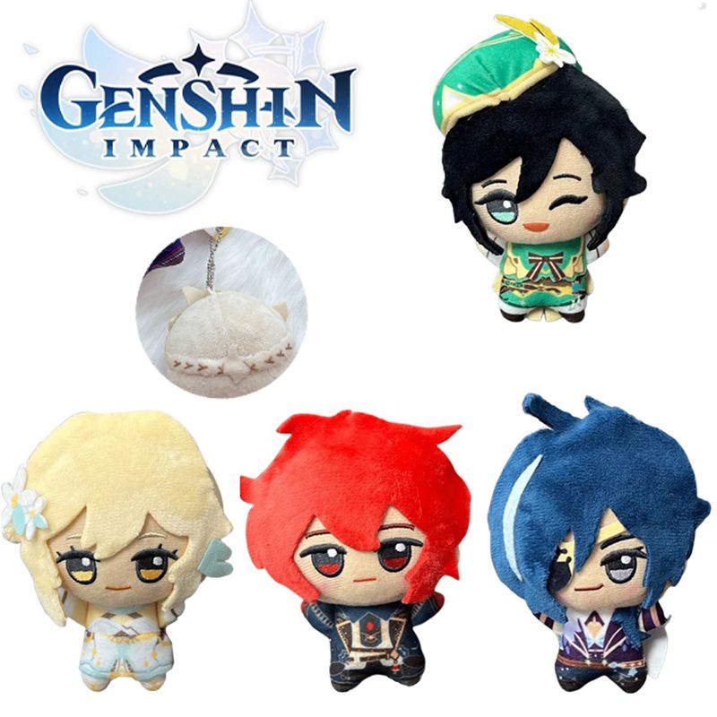 Lucu Genshin Impact Venti Lumine Boneka Plush Liontin Gantungan Kunci Hadiah